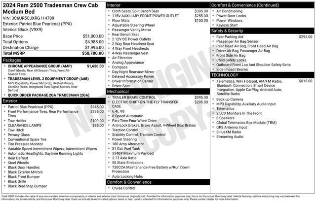 2024 RAM 2500 Tradesman Crew Cab 4x4 6'4" Box
