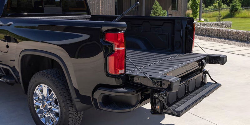 The open tailgate on the 2025 Chevrolet Silverado 2500 in Benton, AR
